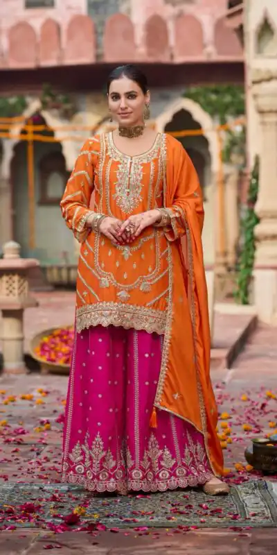 RTC 5969 Orange Chinon silk Salwar Suit Perfect for Wedding, Party, Family Gatherings, Karwa Chauth, Bridal Wear – . Available at ₹2149 only. Deliver | Jump Suits, Salwar suit, Casual Suits, Creative suits, Designer Suits, Palazzo Suits, Party Wear Suits, Patiala Suits, Straight Suits