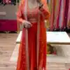 BB 56 Orange Chinon Silk Dhoti Suit with Embroidery Work & Sequins Work. Grab it for ₹1899. Delivery 4-6 Working Days. Shop now. | Jump Suits, Salwar suit, Casual Suits, Creative suits, Designer Suits, Palazzo Suits, Party Wear Suits, Patiala Suits, Straight Suits
