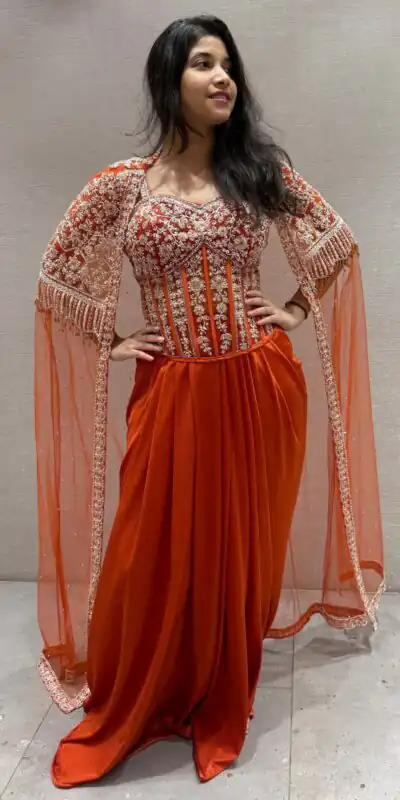 BB 45 Orange in Net Silk Sequins Work & Embroidery Work Dhoti Suit . Now at just ₹2399. Delivery 4-6 Working Days. Shop now. | Jump Suits, Salwar suit, Casual Suits, Creative suits, Designer Suits, Palazzo Suits, Party Wear Suits, Patiala Suits, Straight Suits