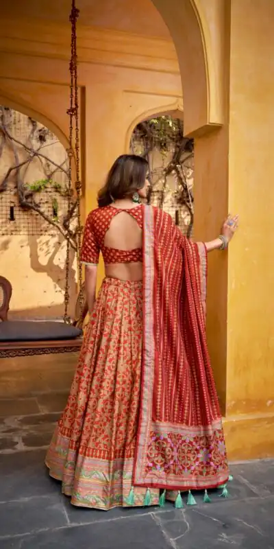 LNB 1201 Orange Tasar Silk Lehenga Choli Perfect for Wedding, Party, Traditional Day, Sangeet, Housewarming – . Introductory Price ₹2499. Delivery 4- | Lehenga, Bollywood Lehenga, Creative Lehenga, Designer Lehenga, Embroidered Lehenga, Party Wear Lehenga