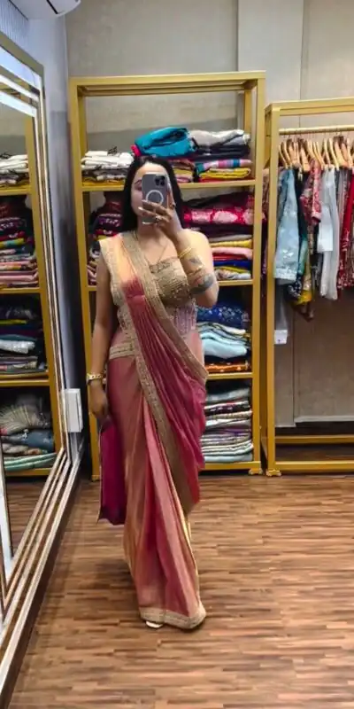 ST 1155 Peach in Fandy Satin Lace Work & Embroidery Work Saree . Special Price ₹2149. Delivery 4-6 Working Days. Shop now. | Designer Sarees, Sarees, Bollywood Sarees, Creative Sarees, Embroidered Sarees, Ethnic Saree, Modern Digital sarees, Party Wear Sarees