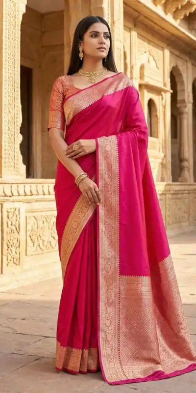 MB 3322 Pink in Color Banarasi Silk Zari Work & Lace Work Saree . Now at just ₹1899. Delivery 4-6 Working Days. Shop now. | Designer Sarees, Sarees, Bollywood Sarees, Creative Sarees, Embroidered Sarees, Ethnic Saree, Modern Digital sarees, Party Wear Sarees
