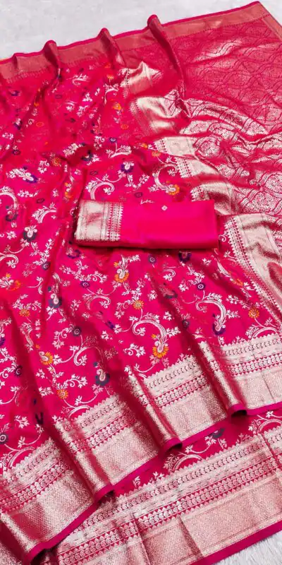 MB 548 Pink Banarasi silk Saree with Zari Work & Lace Work. Wedding, Party, Festive, Now at just ₹1949. Delivery 4-6 Working Days. Shop now. | Sarees, Bollywood Sarees, Creative Sarees, Designer Sarees, Embroidered Sarees, Ethnic Saree, Modern Digital sarees, Party Wear Sarees