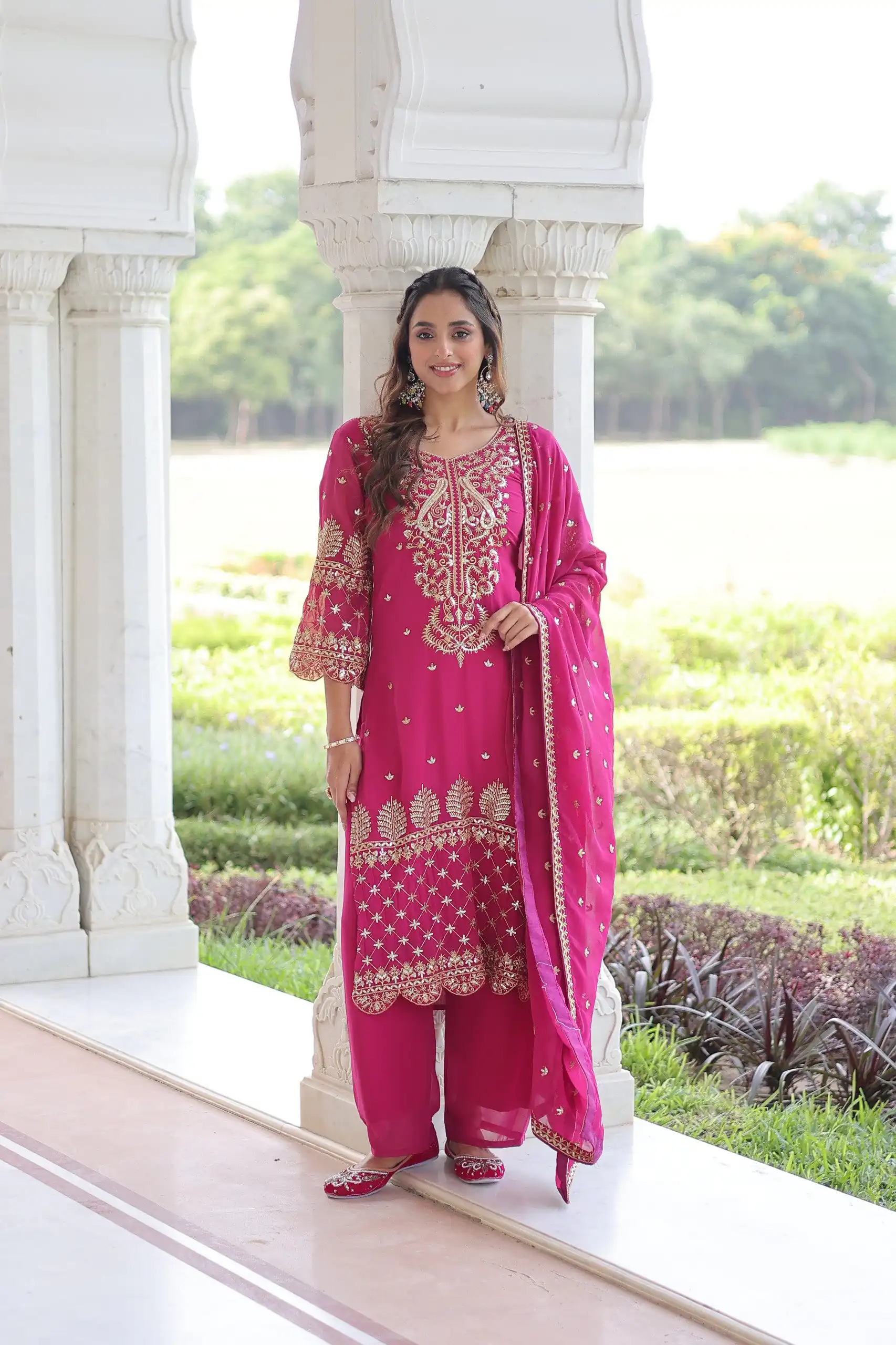 KA 1219 Pink Faux Blooming Salwar SuitPerfect for Wedding, Party, Pongal, Baisakhi, Housewarming – . Now at just ₹2149. Delivery 4-6 Working Days. | Jump Suits, Salwar suit, Casual Suits, Creative suits, Designer Suits, Palazzo Suits, Party Wear Suits, Patiala Suits, Straight Suits