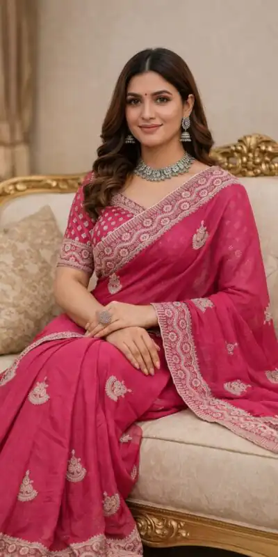 JR 654 Pink Color Soft Gold Crush Saree with Embroidery Work. Affordable Price ₹2049. Delivery 4-6 Working Days. Shop now. | Designer Sarees, Sarees, Bollywood Sarees, Creative Sarees, Embroidered Sarees, Ethnic Saree, Modern Digital sarees, Party Wear Sarees