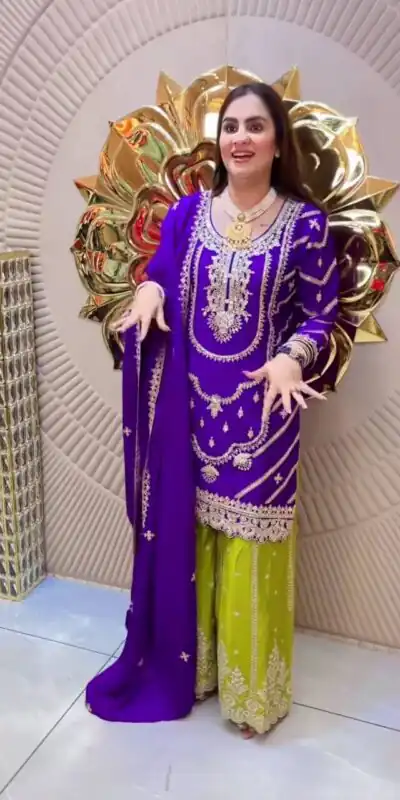 ND 5033 Purple Chinon Silk Salwar Suit with Embroidery Work & Lace Work. Affordable Price ₹2149. Delivery 4-6 Working Days. Shop now. | Jump Suits, Salwar suit, Casual Suits, Creative suits, Designer Suits, Palazzo Suits, Party Wear Suits, Patiala Suits, Straight Suits