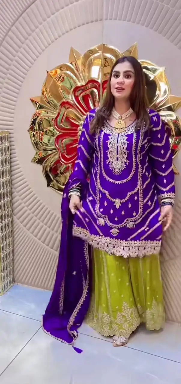 ND 5033 Purple Chinon Silk Salwar Suit with Embroidery Work & Lace Work. Affordable Price ₹2149. Delivery 4-6 Working Days. Shop now. | Jump Suits, Salwar suit, Casual Suits, Creative suits, Designer Suits, Palazzo Suits, Party Wear Suits, Patiala Suits, Straight Suits