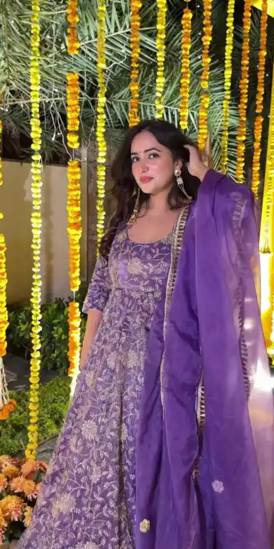 NF 1268 Purple Crunchy Silk Salwar Suit Perfect for Wedding, Party, Onam, Housewarming, Karwa Chauth – . Get it for ₹3249. Delivery 4-6 Working Days. | Anarkali Suits, Bollywood Anarkali, Creative-Anarkali, Designer Anarkali, Embroidered Anarkali, Party Wear Anarkali