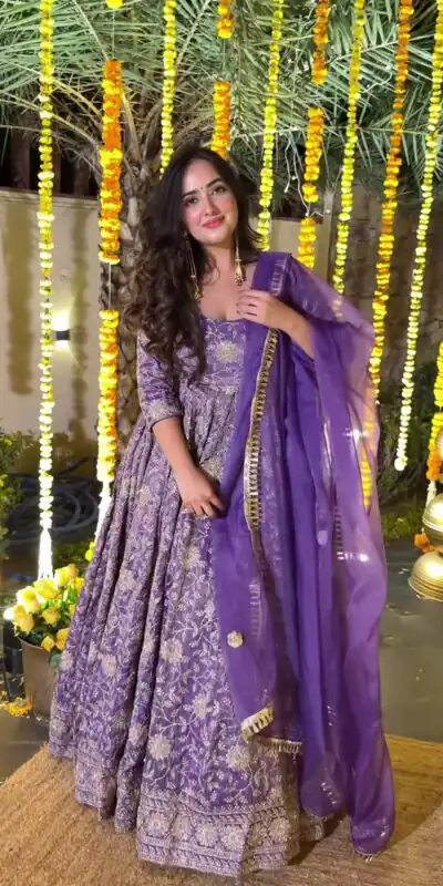 NF 1268 Purple Crunchy Silk Salwar Suit Perfect for Wedding, Party, Onam, Housewarming, Karwa Chauth – . Get it for ₹3249. Delivery 4-6 Working Days. | Anarkali Suits, Bollywood Anarkali, Creative-Anarkali, Designer Anarkali, Embroidered Anarkali, Party Wear Anarkali
