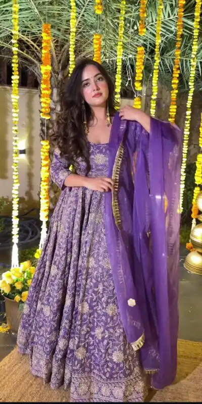 NF 1268 Purple Crunchy Silk Salwar Suit Perfect for Wedding, Party, Onam, Housewarming, Karwa Chauth – . Get it for ₹3249. Delivery 4-6 Working Days. | Anarkali Suits, Bollywood Anarkali, Creative-Anarkali, Designer Anarkali, Embroidered Anarkali, Party Wear Anarkali
