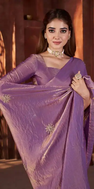 BT 3142 Purple Fandy Satin Silk Saree Perfect for Wedding, Party, Karwa Chauth, Reception, Pooja – . Festive Deal ₹1999. Delivery 4-6 Working Days. | Designer Sarees, Sarees, Bollywood Sarees, Creative Sarees, Embroidered Sarees, Ethnic Saree, Modern Digital sarees, Party Wear Sarees