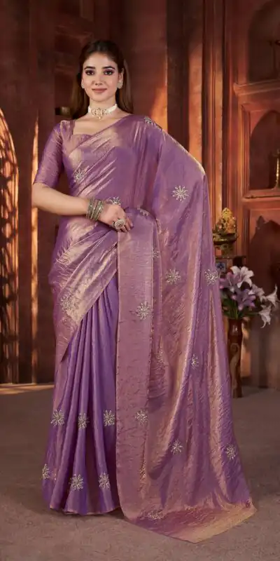 BT 3142 Purple Fandy Satin Silk Saree Perfect for Wedding, Party, Karwa Chauth, Reception, Pooja – . Festive Deal ₹1999. Delivery 4-6 Working Days. | Designer Sarees, Sarees, Bollywood Sarees, Creative Sarees, Embroidered Sarees, Ethnic Saree, Modern Digital sarees, Party Wear Sarees