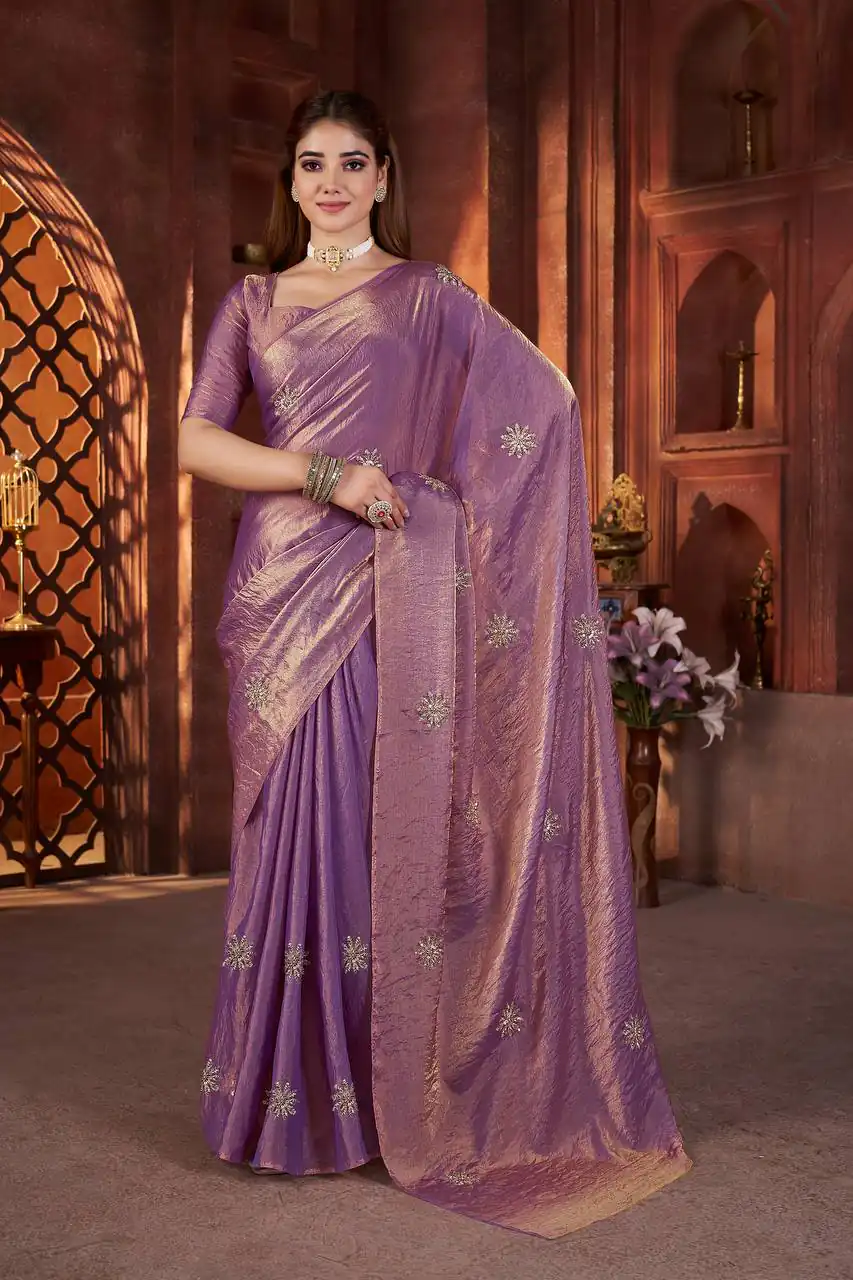 BT 3142 Purple Fandy Satin Silk Saree Perfect for Wedding, Party, Karwa Chauth, Reception, Pooja – . Festive Deal ₹1999. Delivery 4-6 Working Days. | Designer Sarees, Sarees, Bollywood Sarees, Creative Sarees, Embroidered Sarees, Ethnic Saree, Modern Digital sarees, Party Wear Sarees