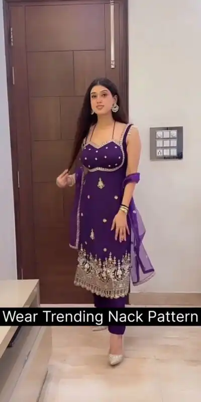 ST 1158 Purple in Faux Georgette Embroidery Work & Lace Work Salwar Suit . Introductory Price ₹1949. Delivery 4-6 Working Days. Shop now. | Jump Suits, Salwar suit, Casual Suits, Creative suits, Designer Suits, Palazzo Suits, Party Wear Suits, Patiala Suits, Straight Suits