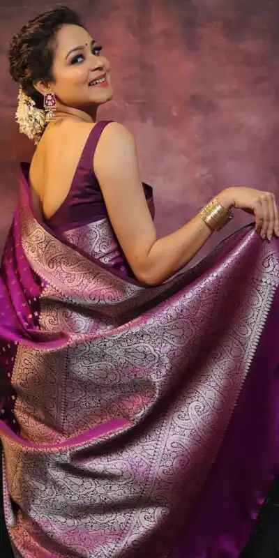 KPR 218 Purple in Soft Lichi Silk Lace Border & Lace Work Saree . Exclusive Offer ₹1349. Delivery 4-6 Working Days. Shop now. | Designer Sarees, Sarees, Bollywood Sarees, Creative Sarees, Embroidered Sarees, Ethnic Saree, Modern Digital sarees, Party Wear Sarees