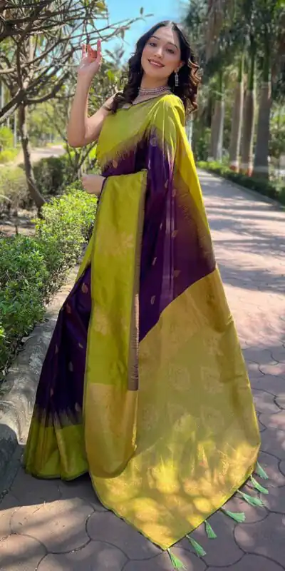 KPR 221 Purple Soft Lichi Silk Saree Perfect for Wedding, Party, Raksha Bandhan, Sangeet, Eid – . Get it for ₹1449. Delivery 4-6 Working Days. | Designer Sarees, Sarees, Bollywood Sarees, Creative Sarees, Embroidered Sarees, Ethnic Saree, Modern Digital sarees, Party Wear Sarees