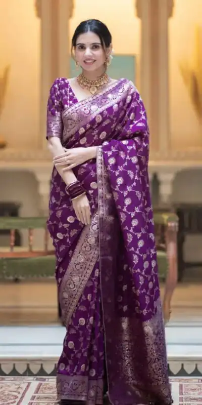 KPR 208 Purple in Color Soft Lichi Silk Designer Work Saree . Available at ₹1399 only. Delivery 4-6 Working Days. Shop now. | Designer Sarees, Sarees, Bollywood Sarees, Creative Sarees, Embroidered Sarees, Ethnic Saree, Modern Digital sarees, Party Wear Sarees