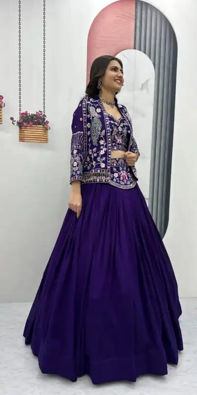 PC 559 Purple Vichitra Silk Lehenga Choli. Perfect for Wedding, Party, Eid, Temple Visit, Mehendi – Affordable Price ₹3149. Delivery 4-6 Working Day | Lehenga, Bollywood Lehenga, Creative Lehenga, Designer Lehenga, Embroidered Lehenga, Party Wear Lehenga