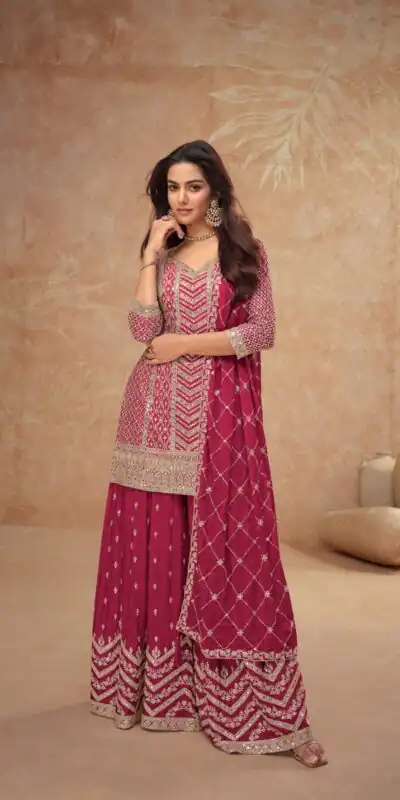 FC 7518 Red Chinon Salwar Suit Perfect for Wedding, Party, Diwali, Durga Puja, Temple Visit – . Festive Deal ₹3099. Delivery 4-6 Working Days. | Jump Suits, Tops & Bottoms, Track Suits, Salwar suit, Casual Suits, Creative suits, Designer Suits, Palazzo Suits, Party Wear Suits, Patiala Suits, Straight Suits, Trendy Wear
