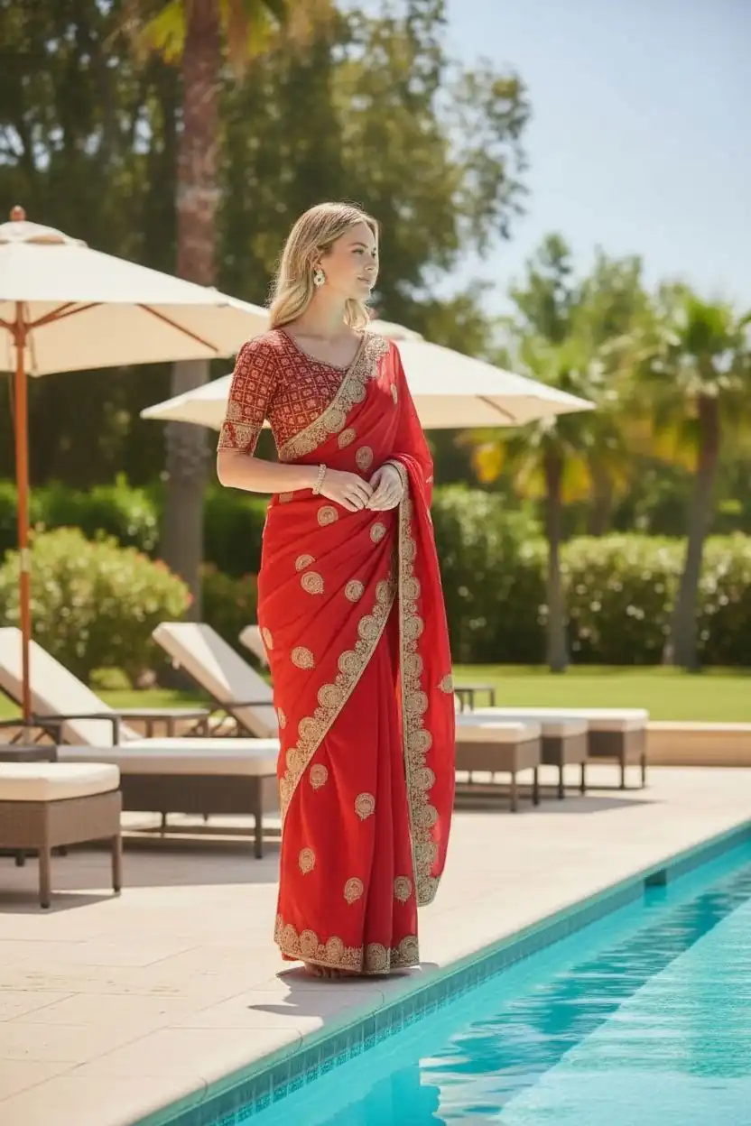 BT 442 Red in Fandy Satin Silk. Embroidery Work & Zari Work Saree Affordable Price ₹1999. Delivery 4-6 Working Days. Shop now. | Designer Sarees, Sarees, Bollywood Sarees, Creative Sarees, Embroidered Sarees, Ethnic Saree, Modern Digital sarees, Party Wear Sarees