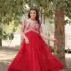 KA 1110 Red Faux Blooming Gown Perfect for Wedding, Party, Holi, Lohri, Baby Shower – . Introductory Price ₹1649. Delivery 4-6 Working Days. Shop no | Gowns, Bollywood Gowns, Creative Gowns, Designer Gowns, Embroidered Gowns, Party Wear Gowns