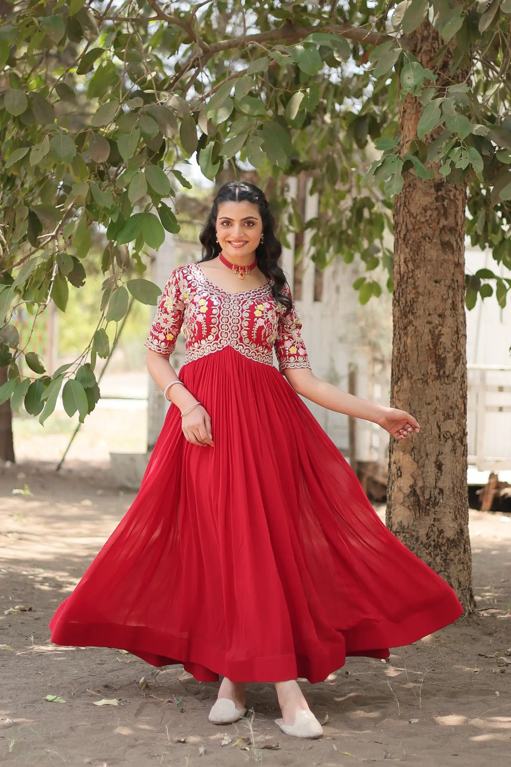 KA 1110 Red Faux Blooming Gown Perfect for Wedding, Party, Holi, Lohri, Baby Shower – . Introductory Price ₹1649. Delivery 4-6 Working Days. Shop no | Gowns, Bollywood Gowns, Creative Gowns, Designer Gowns, Embroidered Gowns, Party Wear Gowns