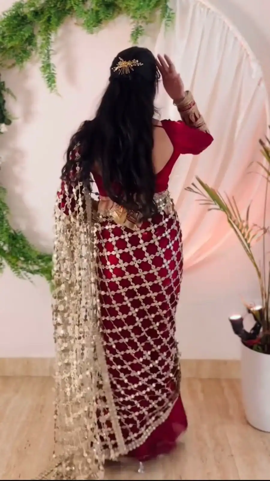 SRK 5322 Red Fendy Silk Saree with Lace Work & Mirror Work. Wedding, Party, Festive, Events, Festive Deal ₹2499. Delivery 4-6 Working Days. Shop now. | Designer Sarees, Sarees, Bollywood Sarees, Creative Sarees, Embroidered Sarees, Ethnic Saree, Modern Digital sarees, Party Wear Sarees