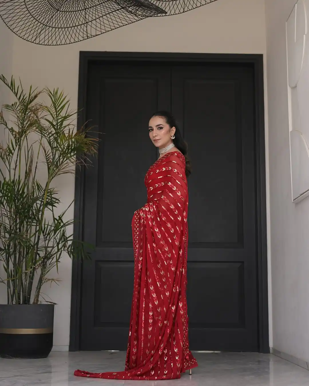 JR 635 Red Color Georgette Saree with Lace Work & Embroidery Work. Exclusive Offer ₹1949. Delivery 4-6 Working Days. Shop now. | Designer Sarees, Sarees, Bollywood Sarees, Creative Sarees, Embroidered Sarees, Ethnic Saree, Modern Digital sarees, Party Wear Sarees