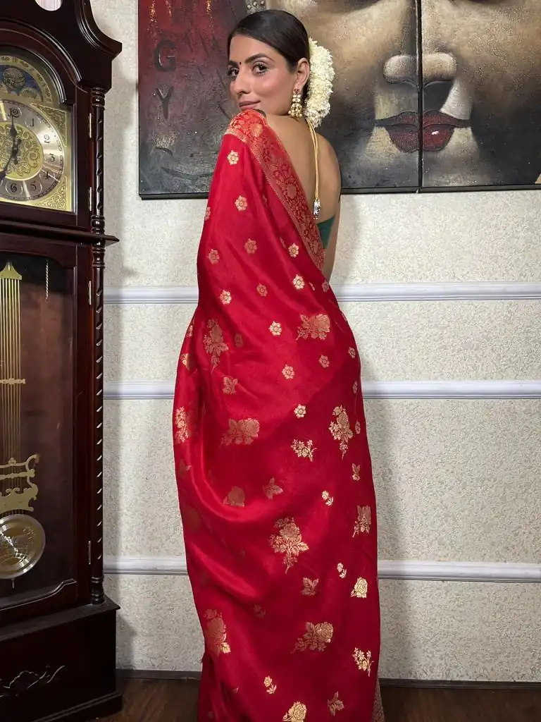 KPR 226 Red Soft Lichi Silk Saree Perfect for Wedding, Party, Raksha Bandhan, Sangeet, Eid – . Get it for ₹1399. Delivery 4-6 Working Days. | Designer Sarees, Sarees, Bollywood Sarees, Creative Sarees, Embroidered Sarees, Ethnic Saree, Modern Digital sarees, Party Wear Sarees