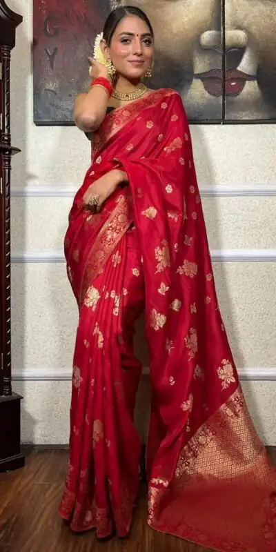 KPR 226 Red Soft Lichi Silk Saree Perfect for Wedding, Party, Raksha Bandhan, Sangeet, Eid – . Get it for ₹1399. Delivery 4-6 Working Days. | Designer Sarees, Sarees, Bollywood Sarees, Creative Sarees, Embroidered Sarees, Ethnic Saree, Modern Digital sarees, Party Wear Sarees