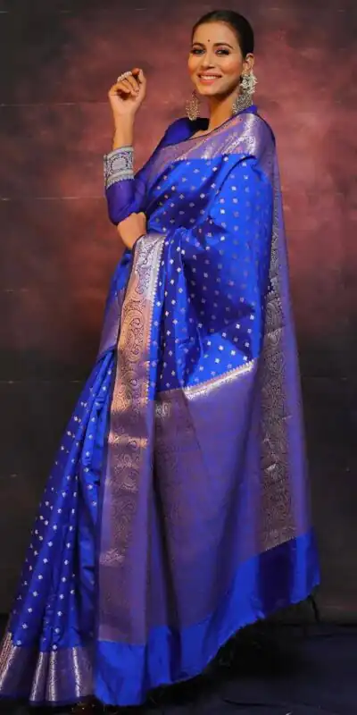 KPR 218 Royal Blue in Soft Lichi Silk Lace Border & Lace Work Saree . Exclusive Offer ₹1349. Delivery 4-6 Working Days. Shop now. | Designer Sarees, Sarees, Bollywood Sarees, Creative Sarees, Embroidered Sarees, Ethnic Saree, Modern Digital sarees, Party Wear Sarees