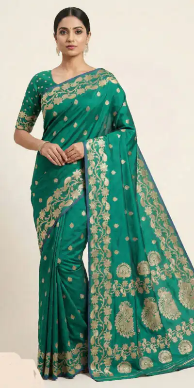 MB 213 Sea Green Color Zari Work & Lace Work Saree in Banarasi Soft. Grab it for ₹1899. Delivery 4-6 Working Days. Shop now. | Designer Sarees, Sarees, Bollywood Sarees, Creative Sarees, Embroidered Sarees, Ethnic Saree, Modern Digital sarees, Party Wear Sarees
