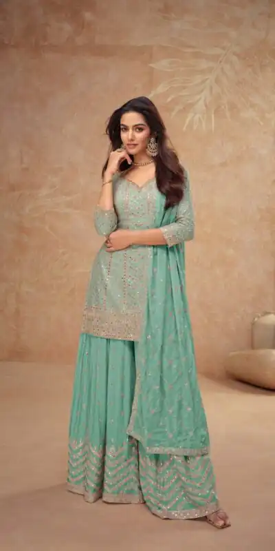 FC 7518 Sea Green Chinon Salwar Suit Perfect for Wedding, Party, Diwali, Durga Puja, Temple Visit – . Festive Deal ₹3099. Delivery 4-6 Working Days. | Jump Suits, Tops & Bottoms, Track Suits, Salwar suit, Casual Suits, Creative suits, Designer Suits, Palazzo Suits, Party Wear Suits, Patiala Suits, Straight Suits, Trendy Wear