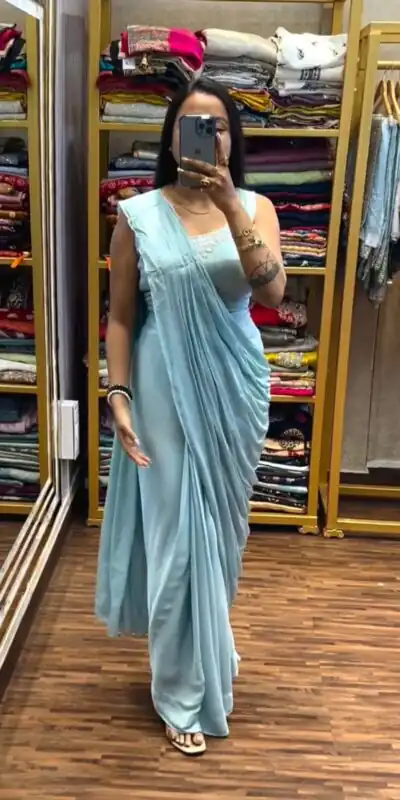 BB 58 Sky Blue Chinon Silk Saree Perfect for Wedding, Party, Engagement, Baby Shower, Sangeet – . Available at ₹1999 only. Delivery 4-6 Working Day | Designer Sarees, Sarees, Bollywood Sarees, Creative Sarees, Embroidered Sarees, Ethnic Saree, Modern Digital sarees, Party Wear Sarees