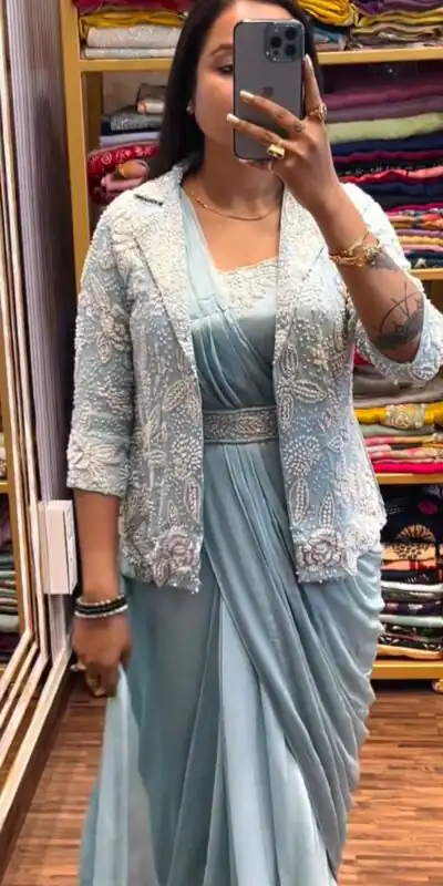 BB 58 Sky Blue Chinon Silk Saree Perfect for Wedding, Party, Engagement, Baby Shower, Sangeet – . Available at ₹1999 only. Delivery 4-6 Working Day | Designer Sarees, Sarees, Bollywood Sarees, Creative Sarees, Embroidered Sarees, Ethnic Saree, Modern Digital sarees, Party Wear Sarees