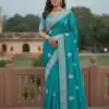 JR 654 Sky Blue Color Soft Gold Crush Saree with Embroidery Work. Affordable Price ₹2049. Delivery 4-6 Working Days. Shop now. | Designer Sarees, Sarees, Bollywood Sarees, Creative Sarees, Embroidered Sarees, Ethnic Saree, Modern Digital sarees, Party Wear Sarees