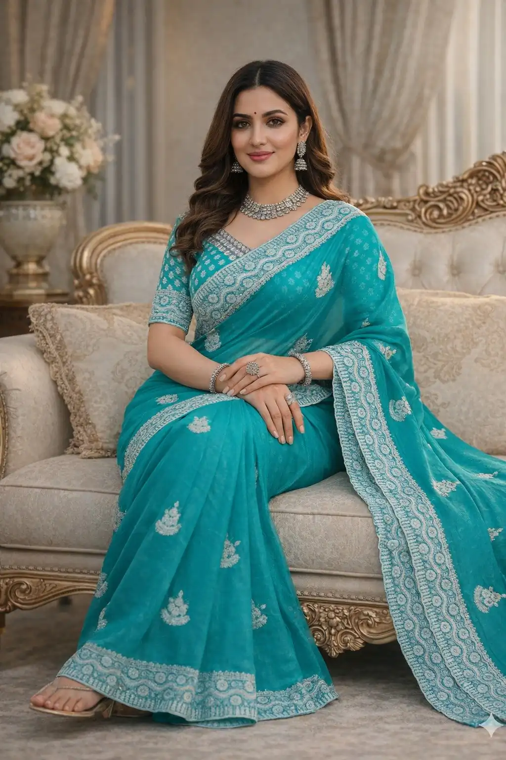 JR 654 Sky Blue Color Soft Gold Crush Saree with Embroidery Work. Affordable Price ₹2049. Delivery 4-6 Working Days. Shop now. | Designer Sarees, Sarees, Bollywood Sarees, Creative Sarees, Embroidered Sarees, Ethnic Saree, Modern Digital sarees, Party Wear Sarees