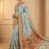 MS 547 Sky Blue with Lace Work & Zari Work. Soft Pashmina Saree Exclusive Offer ₹2999. Delivery 4-6 Working Days. Shop now. | Designer Sarees, Sarees, Bollywood Sarees, Creative Sarees, Embroidered Sarees, Ethnic Saree, Modern Digital sarees, Party Wear Sarees
