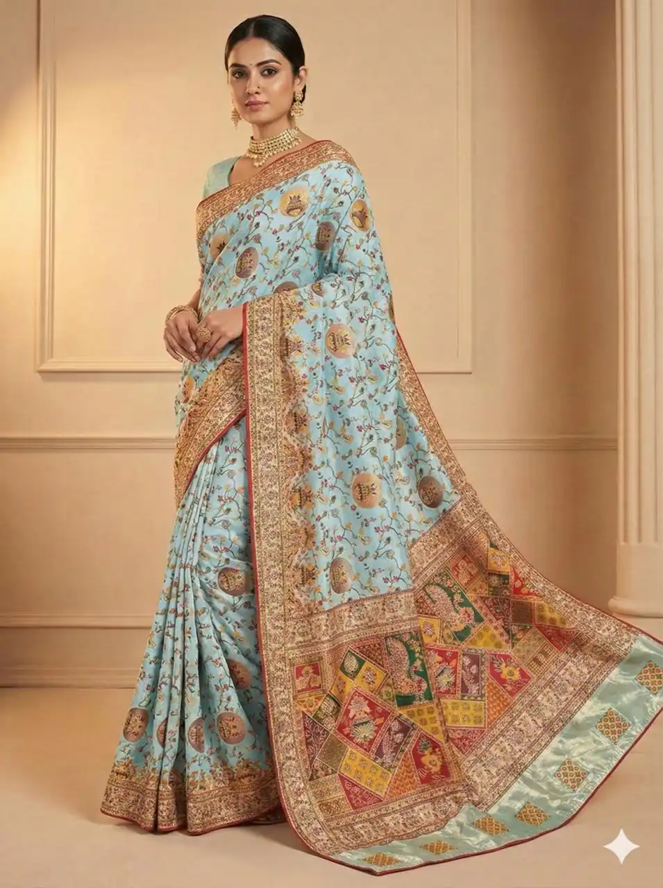 MS 547 Sky Blue with Lace Work & Zari Work. Soft Pashmina Saree Exclusive Offer ₹2999. Delivery 4-6 Working Days. Shop now. | Designer Sarees, Sarees, Bollywood Sarees, Creative Sarees, Embroidered Sarees, Ethnic Saree, Modern Digital sarees, Party Wear Sarees