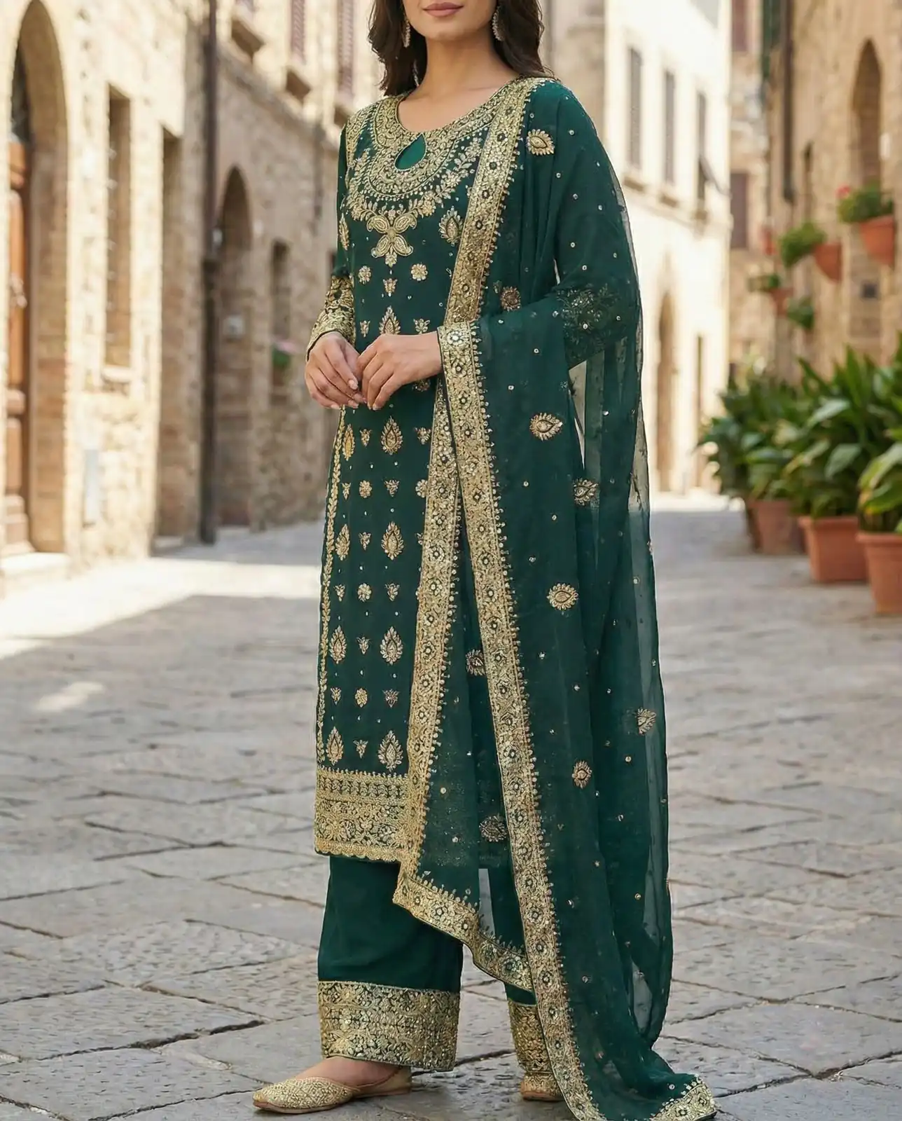 SRK 5231 Teal Color Pure Chinnon Silk With Embroidery Sequence Work Salwar Suit Casual, Wedding, Party, Festive, Events Etc.4-6 Working Days@ 2699/-only | Jump Suits, Salwar suit, Casual Suits, Creative suits, Designer Suits, Palazzo Suits, Party Wear Suits, Patiala Suits, Straight Suits