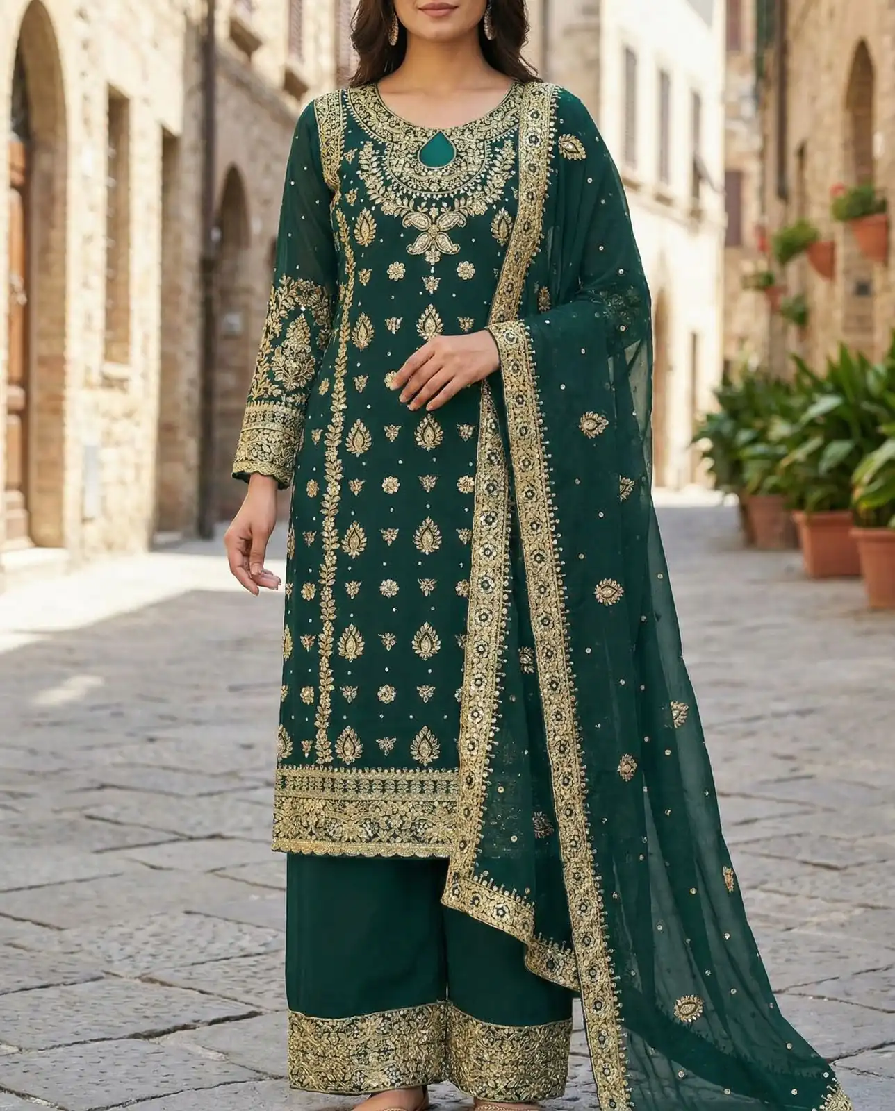 SRK 5231 Teal Color Pure Chinnon Silk With Embroidery Sequence Work Salwar Suit Casual, Wedding, Party, Festive, Events Etc.4-6 Working Days@ 2699/-only | Jump Suits, Salwar suit, Casual Suits, Creative suits, Designer Suits, Palazzo Suits, Party Wear Suits, Patiala Suits, Straight Suits