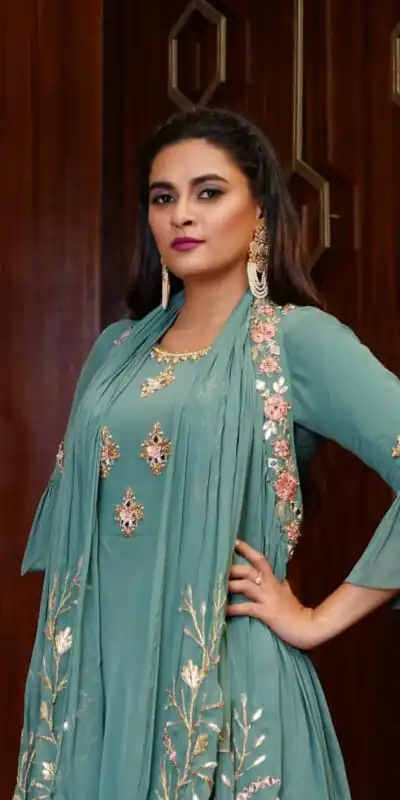 KT 190 Teal in Georgette. Mirror Work & Lace Work Gown Wedding, Party, Festive, Events, Now at just ₹1949. Delivery 4-6 Working Days. Shop now. | Gowns, Bollywood Gowns, Creative Gowns, Designer Gowns, Embroidered Gowns, Party Wear Gowns