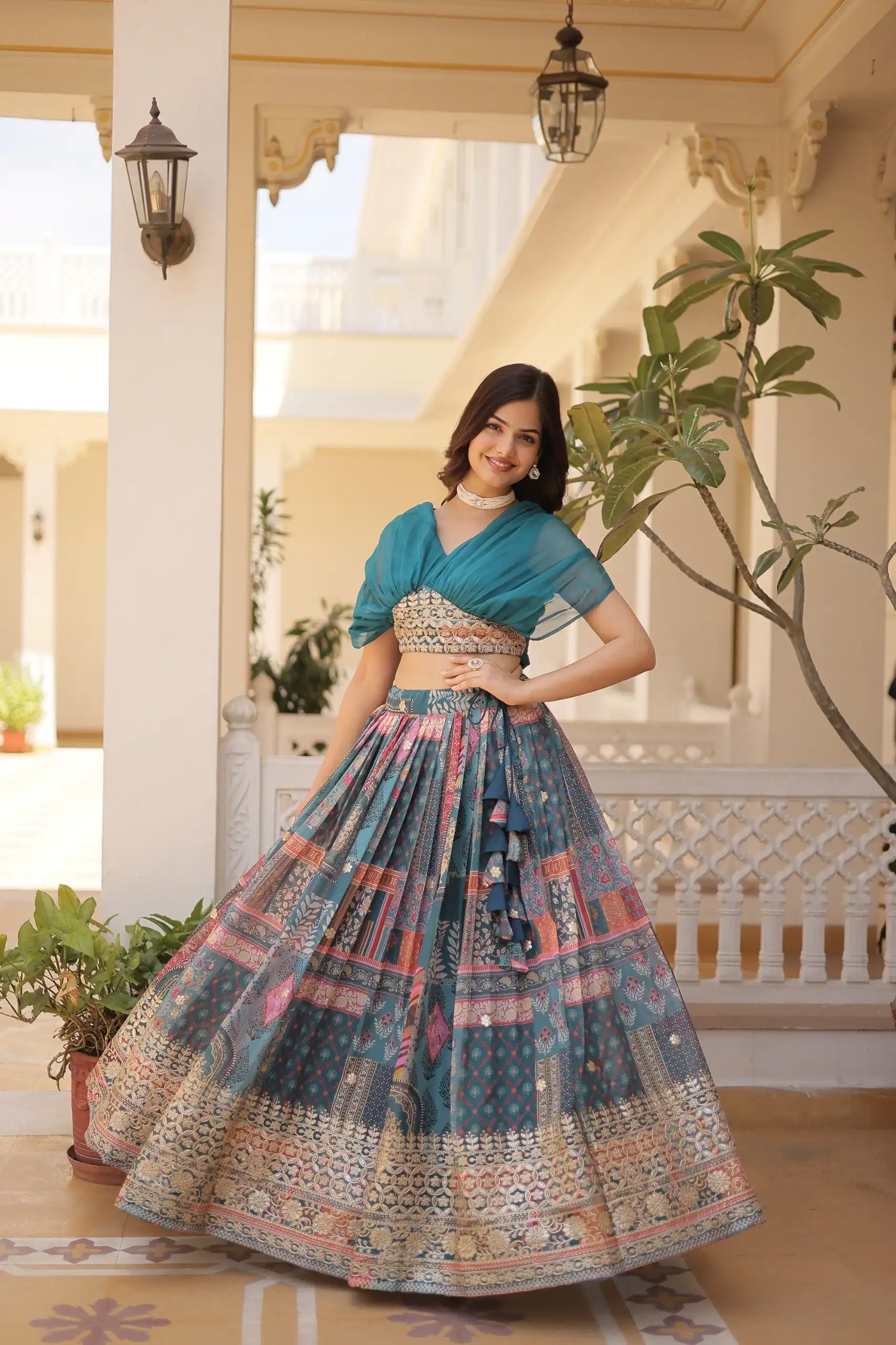 KA 5032 Teal Lehenga Choli Perfect for Wedding, Party, Temple Visit, Anniversary, Haldi – Best Price ₹3149. Delivery 4-6 Working Days. Shop now. | Lehenga, Bollywood Lehenga, Creative Lehenga, Designer Lehenga, Embroidered Lehenga, Party Wear Lehenga