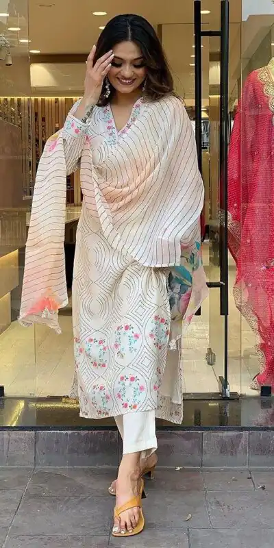 DC G21 White in Maslin Digital Print Salwar Suit . Wedding, Party, Festive, Events, Introductory Price ₹1699. Delivery 4-6 Working Days. Shop now. | Jump Suits, Salwar suit, Casual Suits, Creative suits, Designer Suits, Palazzo Suits, Party Wear Suits, Patiala Suits, Straight Suits