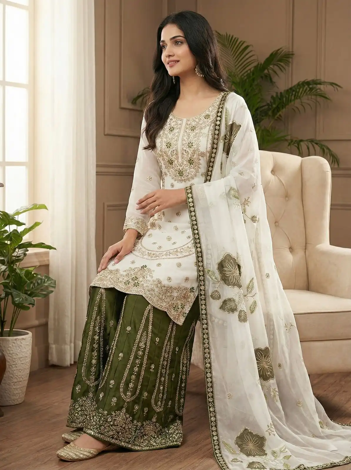 NSR 884 White Organza Silk Salwar Suit with Digital Print & Embroidery Work. Introductory Price ₹2149. Delivery 4-6 Working Days. Shop now. | Jump Suits, Salwar suit, Casual Suits, Creative suits, Designer Suits, Palazzo Suits, Party Wear Suits, Patiala Suits, Straight Suits