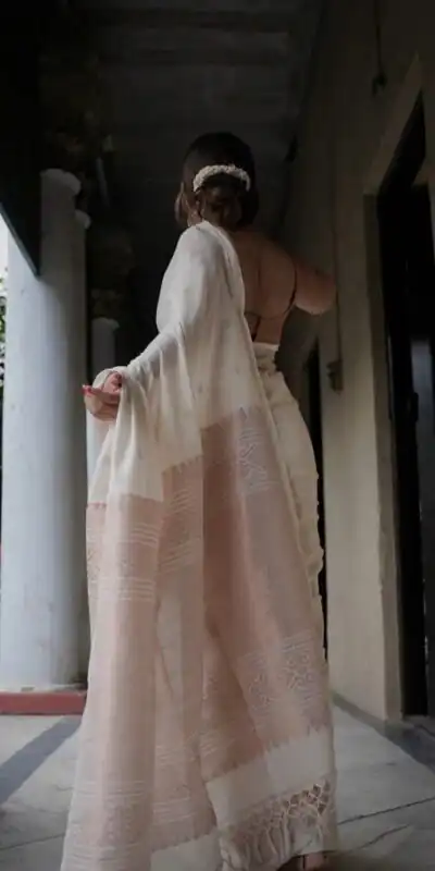 KP 6012 White in Soft Lichi Silk Lace Border & Lace Work Saree . Available at ₹1399 only. Delivery 4-6 Working Days. Shop now. | Designer Sarees, Sarees, Bollywood Sarees, Creative Sarees, Embroidered Sarees, Ethnic Saree, Modern Digital sarees, Party Wear Sarees