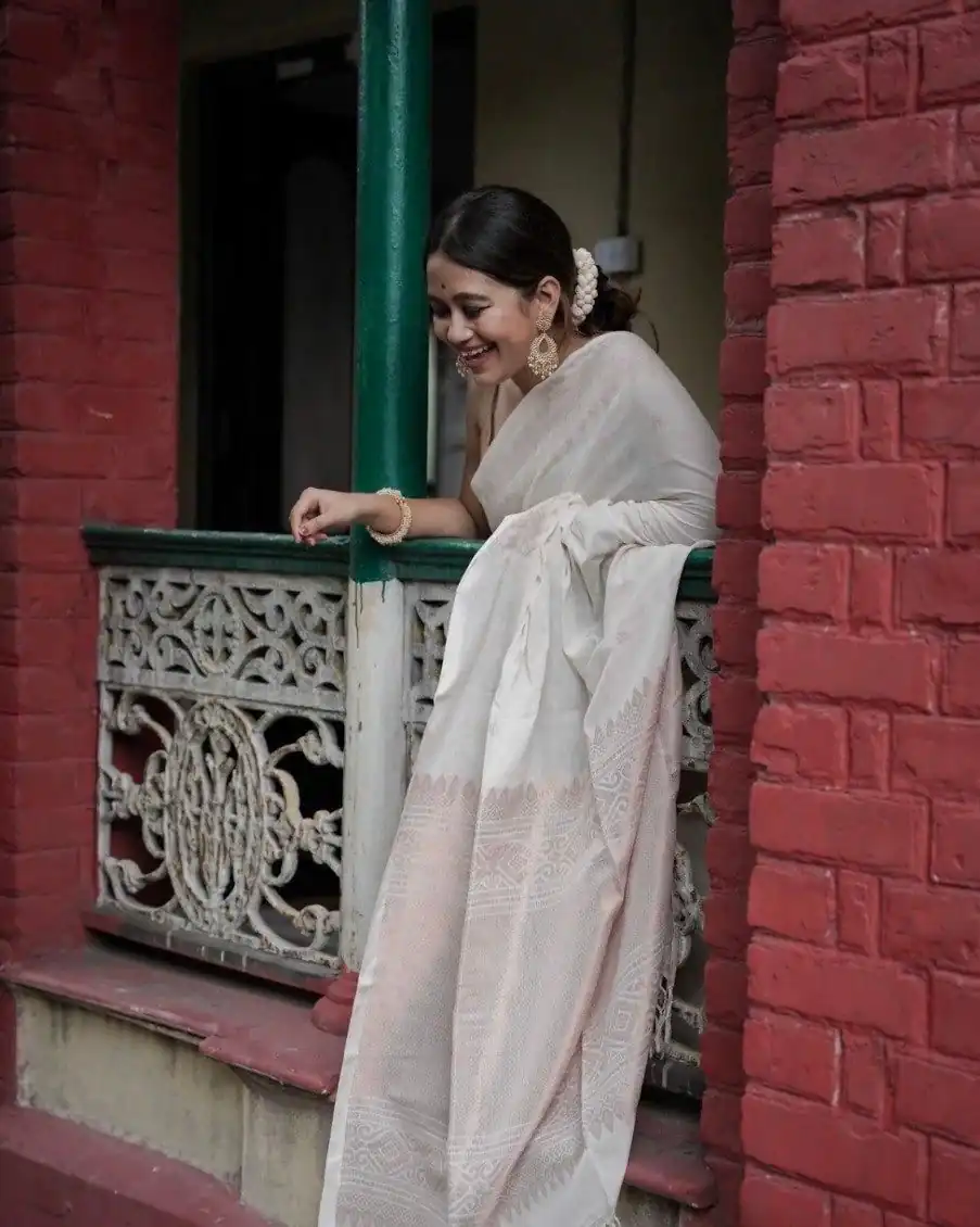 KP 6012 White in Soft Lichi Silk Lace Border & Lace Work Saree . Available at ₹1399 only. Delivery 4-6 Working Days. Shop now. | Designer Sarees, Sarees, Bollywood Sarees, Creative Sarees, Embroidered Sarees, Ethnic Saree, Modern Digital sarees, Party Wear Sarees