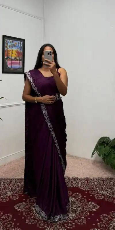 ST 1090 Wine Color Chinon Saree with Embroidery Work & Lace Work. Now at just ₹2099. Delivery 4-6 Working Days. Shop now. | Designer Sarees, Sarees, Bollywood Sarees, Creative Sarees, Embroidered Sarees, Ethnic Saree, Modern Digital sarees, Party Wear Sarees