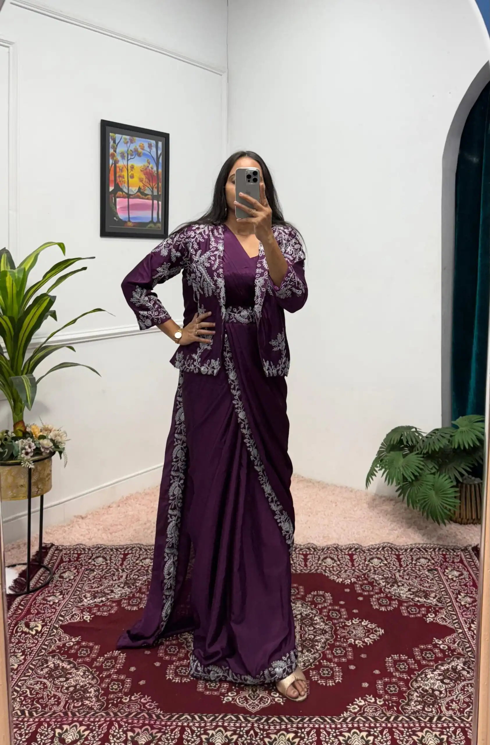 ST 1090 Wine Color Chinon Saree with Embroidery Work & Lace Work. Now at just ₹2099. Delivery 4-6 Working Days. Shop now. | Designer Sarees, Sarees, Bollywood Sarees, Creative Sarees, Embroidered Sarees, Ethnic Saree, Modern Digital sarees, Party Wear Sarees