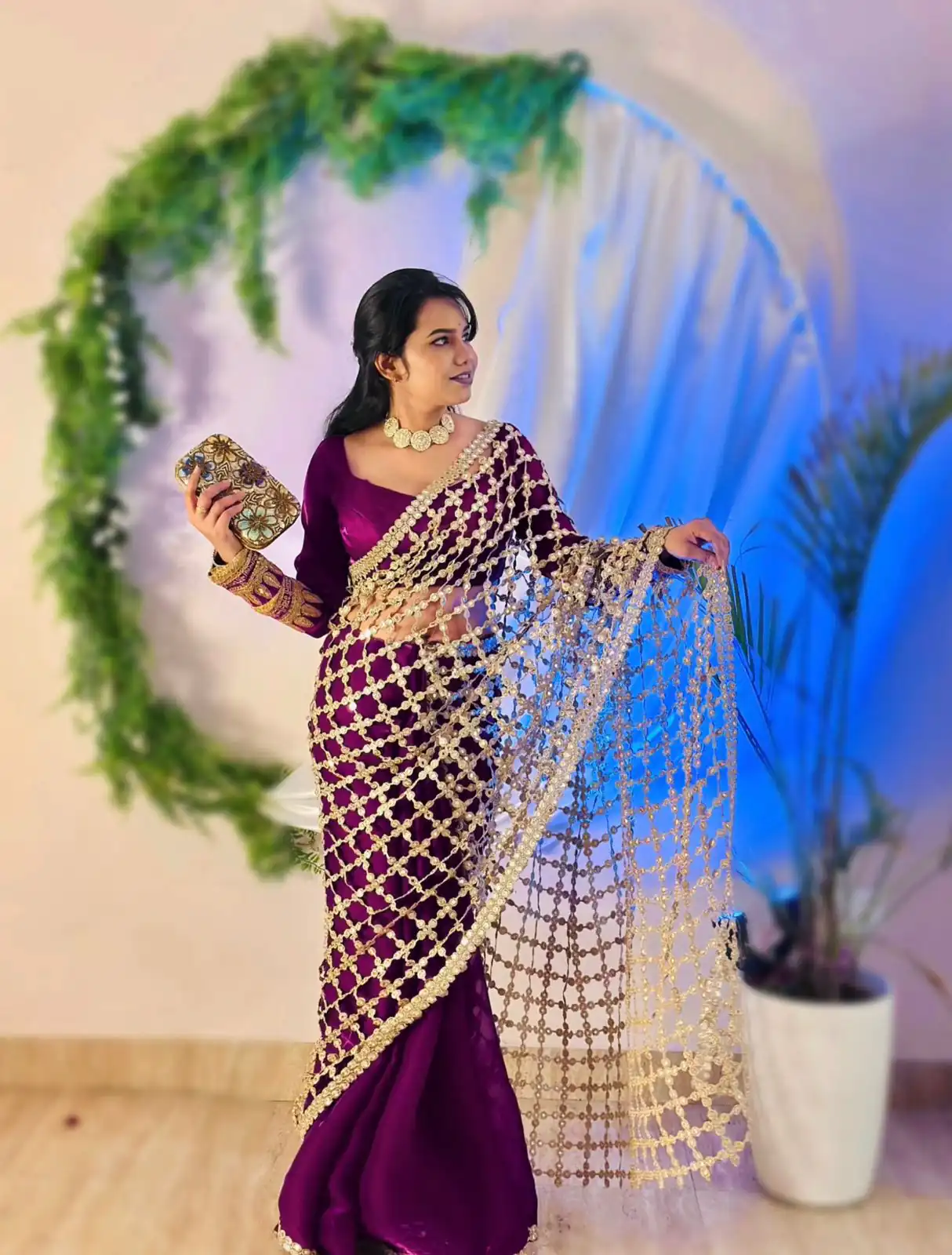 SRK 5322 Wine Fendy Silk Saree with Lace Work & Mirror Work. Wedding, Party, Festive, Events, Festive Deal ₹2499. Delivery 4-6 Working Days. Shop now. | Designer Sarees, Sarees, Bollywood Sarees, Creative Sarees, Embroidered Sarees, Ethnic Saree, Modern Digital sarees, Party Wear Sarees